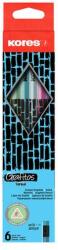 Kores Grafitceruza radírral, HB, háromszögletű, KORES Style Cracked, vegyes metál színek