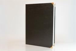  Oklevéltartó, A4, exkluzív, műbőr, 4 fém sarokkal, fekete