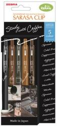 Zebra Zseléstoll, 0, 33 mm, nyomógombos, ZEBRA Sarasa Clip Coffee, 5 különböző szín