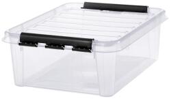 SMARTSTORE Műanyag tárolódoboz, 21 liter, fekete fogantyúkkal, SMARTSTORE "Classic 24", átlátszó (CSDSMART37) - irodaoutlet