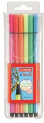 STABILO Rostirón készlet, 1 mm, STABILO "Pen 68", 6 neon szín (TST68061) - irodaoutlet