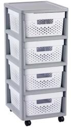Keter Fiókos tároló, újrahasznosított műanyag, 4x11 l, CURVER "Infinity", szürke/fehér (KHMU246) - irodaoutlet