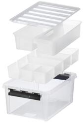 SMARTSTORE Műanyag tárolódoboz, fekete fogantyúkkal, 7 rekeszes, SMARTSTORE "Classic 15", átlátszó (CSDSMART43) - irodaoutlet