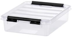 SMARTSTORE Műanyag tárolódoboz, 1 liter, fekete fogantyúkkal, SMARTSTORE "Classic 1", átlátszó (CSDSMART24) - irodaoutlet