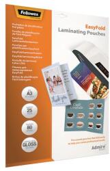 Fellowes Meleglamináló fólia, 80 mikron, A3, fényes, előrehajtott, 25 db, FELLOWES "Admire Easyfold (IFW56020) - irodaoutlet