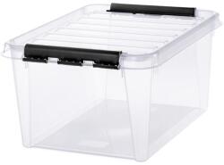 SMARTSTORE Műanyag tárolódoboz, 32 liter, fekete fogantyúkkal, SMARTSTORE "Classic 31", átlátszó (CSDSMART38) - irodaoutlet
