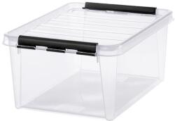 SMARTSTORE Műanyag tárolódoboz, 14 liter, fekete fogantyúkkal, SMARTSTORE "Classic 15", átlátszó (CSDSMART35) - irodaoutlet