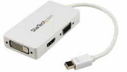 StarTech - Utazó A/V adapter: 3 az 1-ben Mini DisplayPort - VGA DVI vagy HDMI átalakító - fehér - MDP2VGDVHDW (MDP2VGDVHDW)