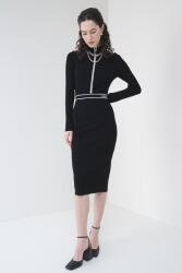 KARL LAGERFELD Karl Lagerfeld, Midi ruha logóval, Fekete, M (A1W13027-999-M)