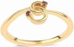  Arannyal Bevont Ezüst Gyűrű Vörös Gyémánttal, ROS707/54
