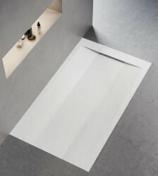 EuroStandard Viva ES zuhanytálca - kőhatású, strukturált pala, kompozit ásvány - matt fehér - 90 x 90 x 3 cm