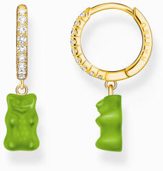 Thomas Sabo CR726-414-6 Gold single hoop earrings w. green Goldbears , női