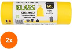 Klass Set 2 x 10 Saci Menajeri Klass, 60 l, Galbeni cu Snur (AMS-2xSMT-1756)
