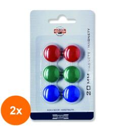 KOH-I-NOOR Set 2 x Magneti Colorati, 20 mm, 6 Bucati (HOK-2xKH-K9600-20BL)