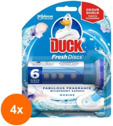 DUCK Set 4 x Odorizant Gel pentru Vasul Toaletei Duck Fresh Discs Marine, 6 Discuri (ROC-4xJWMAN00080)