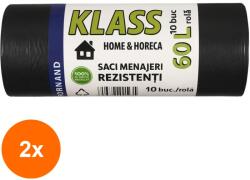 Klass Set 2 x 10 Saci Menajeri Klass, 60 l, Negru Intens (AMS-2xSMT-1714)