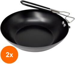 Grunberg Set 2 x Tigaie Wok din Otel, Invelis Antiaderent, Maner Rabatabil, 24 cm, Neagra, Grunberg (GUJ-2xGR6136)