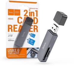 hoco. SD/microSD USB mermóriakártya-olvasó - HOCO HB45 OTG 2in1 Card Reader - fekete/szürke (HC620499) (HC620499)