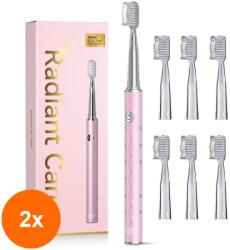 JTF Set 2 x Periuta de Dinti Electrica JTF J30, Roz, Inclus 6 Capete Rezerva, Cablu Reincarcare