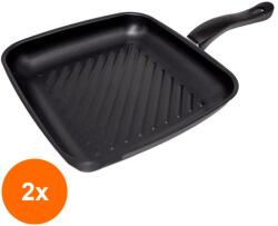 Grunberg Set 2 x Tigaie pentru Gratar, Otel, Invelis Antiaderent, 26 x 24 cm, Neagra, Grunberg (GUJ-2xGR6135)