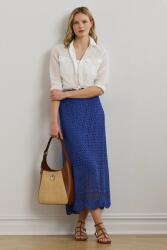 Lauren Ralph Lauren vászon szoknya midi, egyenes, 200971148 - kék S