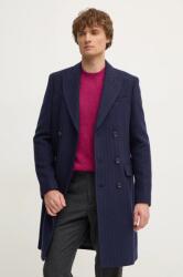 Benetton gyapjúkabát sötétkék, átmeneti, kétsoros gombolású, 2U44UN05S - sötétkék 52