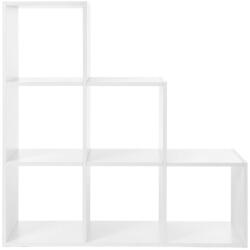 VASAGLE Lépcsőzetes Könyvespolc 6 Rekesszel Fehér (EUZ-LBC63WT) - platinashop
