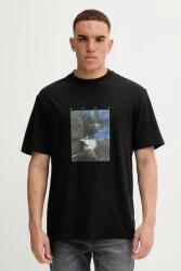 HUGO pamut póló fekete, nyomott mintás, 50545995 - fekete L