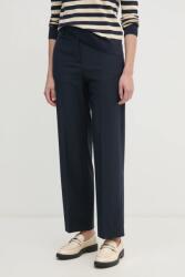 Tommy Hilfiger nadrág gyapjú keverékből sötétkék, magas derekú egyenes, WW0WW44606 - sötétkék 34