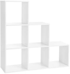 VASAGLE Lépcsőzetes Könyvespolc 6 Rekesszel Fehér (EUZ-LBC63WT) - prodis