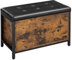 VASAGLE COPADION Tárolópad Műbőr Ülőfelülettel Ipari Stílusú Rusztikus Barna-Fekete (EUZ-LSC80BX)