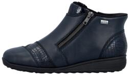 RIEKER Ghete dama, Rieker, 47254-14-Albastru, casual, piele naturala, impermeabil, imblanite, cu talpa joasa, albastru (Marime: 38)