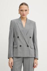 BOSS gyapjú kabát szürke, sima, kétsoros gombolású, 50543302 - szürke 36