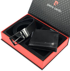 Pierre Cardin ZG-137-BR fekete férfi bőr pénztárca, öv ajándék szett 135 cm (57331)