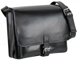  Blázek & Anni Messenger férfi fekete bőr, két rekeszes oldaltáska 36 x 29 cm (BA-9926-AM-F)