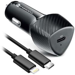 Forcell F-ENERGY Carbon autós töltő lightning kábellel 20W (fekete)