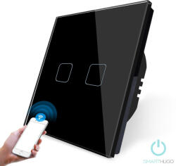 Smarthugo 2 Körös Fekete Wifi Villanykapcsoló Kalocsai mintás gombbal (sh220102)