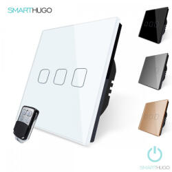 Smarthugo 3 Körös Fehér Dimmer RF Villanykapcsoló Ujjlenyomat mintás gombbal