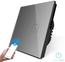 Smarthugo 2 Körös Szürke Wifi Villanykapcsoló Bár mintás gombbal (sh220104)