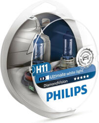 Philips Lămpi Autoturismului & Motocicletei DiamondVision H11 Halogen 5000K Alb rece 12V 55W 2buc 12362DVS2 (12362DVS2)
