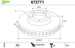 VALEO Disc frana VALEO COATED 672771 (672771)