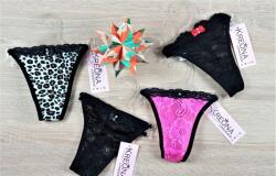 Kreona V˝csipkés tanga strassz diszitéssel Pink