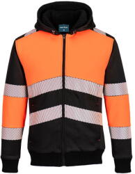 Portwest PW377 - PW3 Class 1 zippzáras téli kapucnis pulóver, narancs/fekete (PW377OBRM)