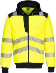 Portwest PW327 - PW3 Hi-Vis zippzáras kapucnis pulóver, sárga/fekete (PW327YBR4XL)