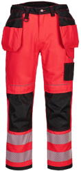 Portwest T501 - PW3 Hi-Vis Holster lengőzsebes nadrág, piros/fekete (T501RBK46) - munkavedelmed