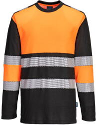 Portwest PW312 - PW3 Hi-Vis Class 1 hosszú ujjú póló L/S, narancs/fekete (PW312OBRXL)