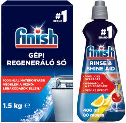 Finish gépi regeneráló só 1, 5 kg + Finish Shine and Protect gépi öblítőszer 400 ml - ecofamily