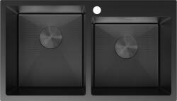 Mexen Xorin, 2 rekeszes rozsdamentes mosogató 780 x 450 mm, fekete, méhsejtmintás, 6441782000-70HC (6441782000-70HC)