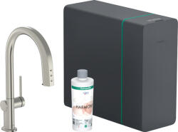Hansgrohe Aqittura M91, sodaSystem 210, kihúzható kifolyó, 1jet, sBox, rozsdamentes acél megjelenés, HAN-76836800 (HAN-76836800)