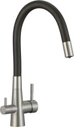 Laveo Riveco, magas mosogatócsaptelep flexibilis kifolyóval és szűrővíz-csatlakozással, matt fekete acél, LAV-BRI_768D (LAV-BRI_768D)